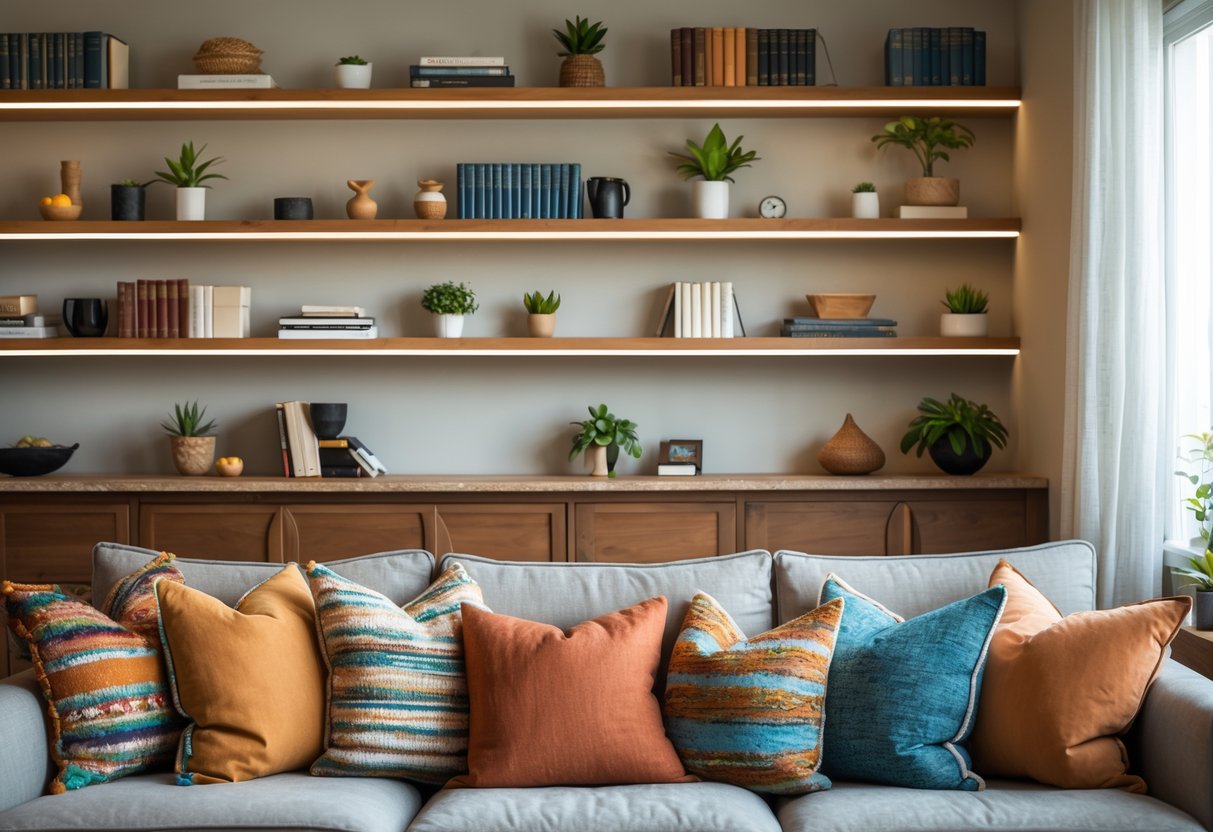 Sådan skaber du en hyggelig stue med hylder og pyntepuder til din sofa